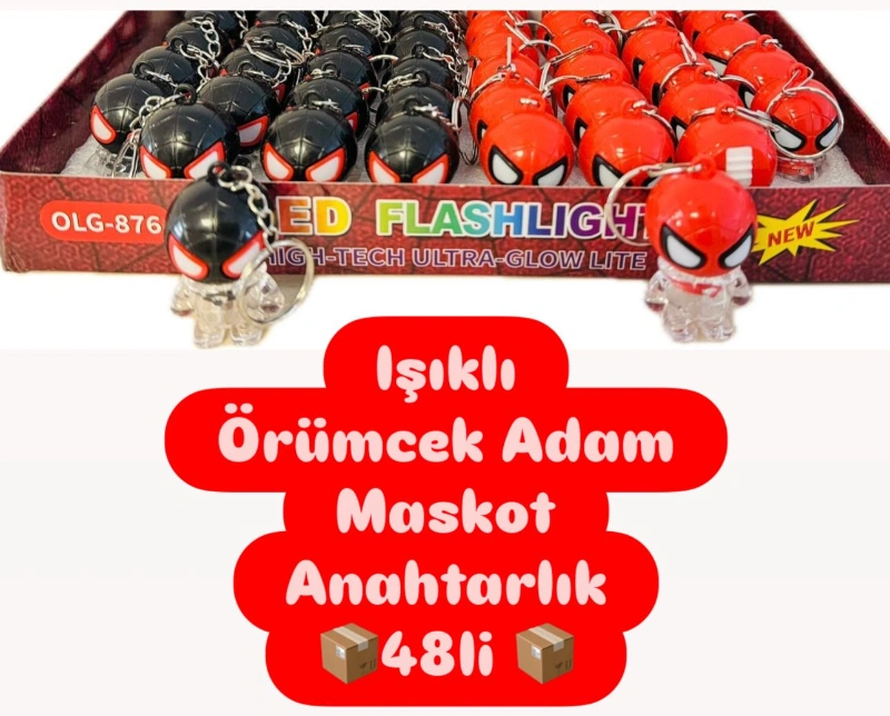 ÖRÜMCEK ADAM IŞIKLI ANAHTARLIK / 48Lİ STANT